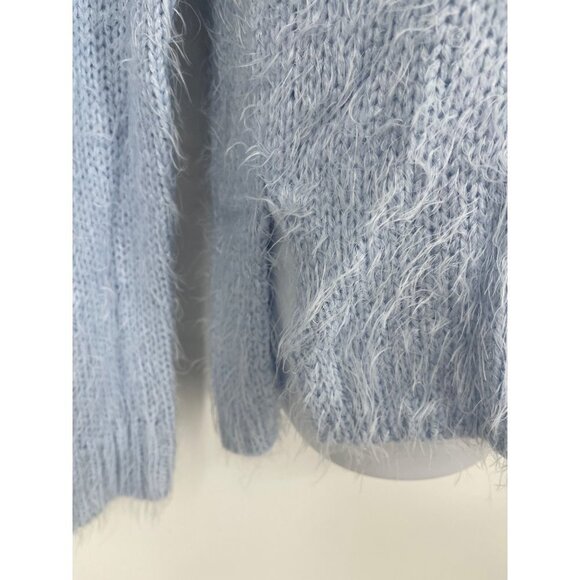 I Jean by Buffalo Eyelash Oversized Blue and Metallic Long Sleeve Sweater Size X - Picture 4 of 11